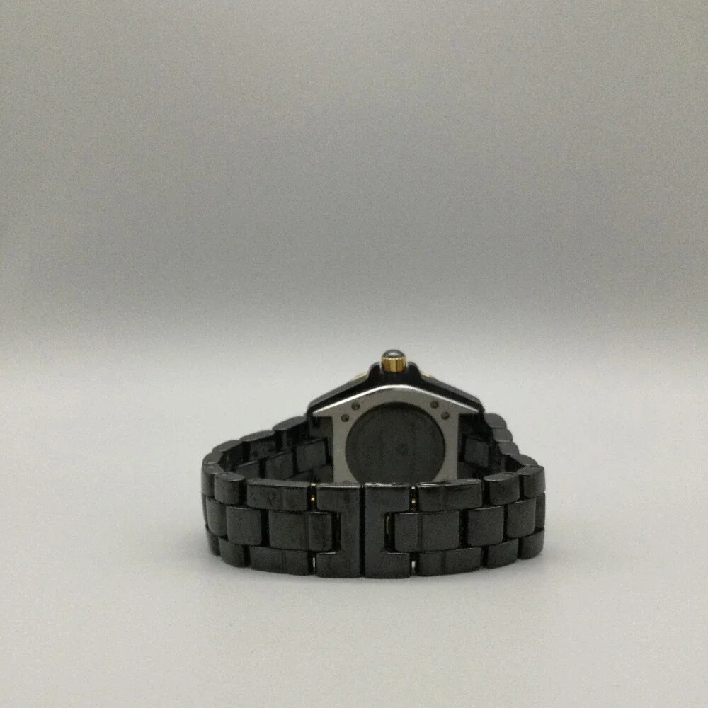 Swiss Legend Karamica Womens Watch 39mm Black Ceramic Gold New Battery 7.75